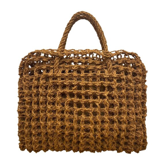 Women’s Natural Brown Woven Jute Open Weave Eco-Friendly Handbag Tote Bag - Picture 1 of 7